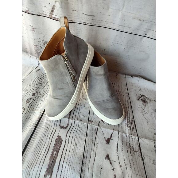 J Crew Gray Microsuede Side Zip High-Top Sneakers Size 6.5 - Picture 1 of 9
